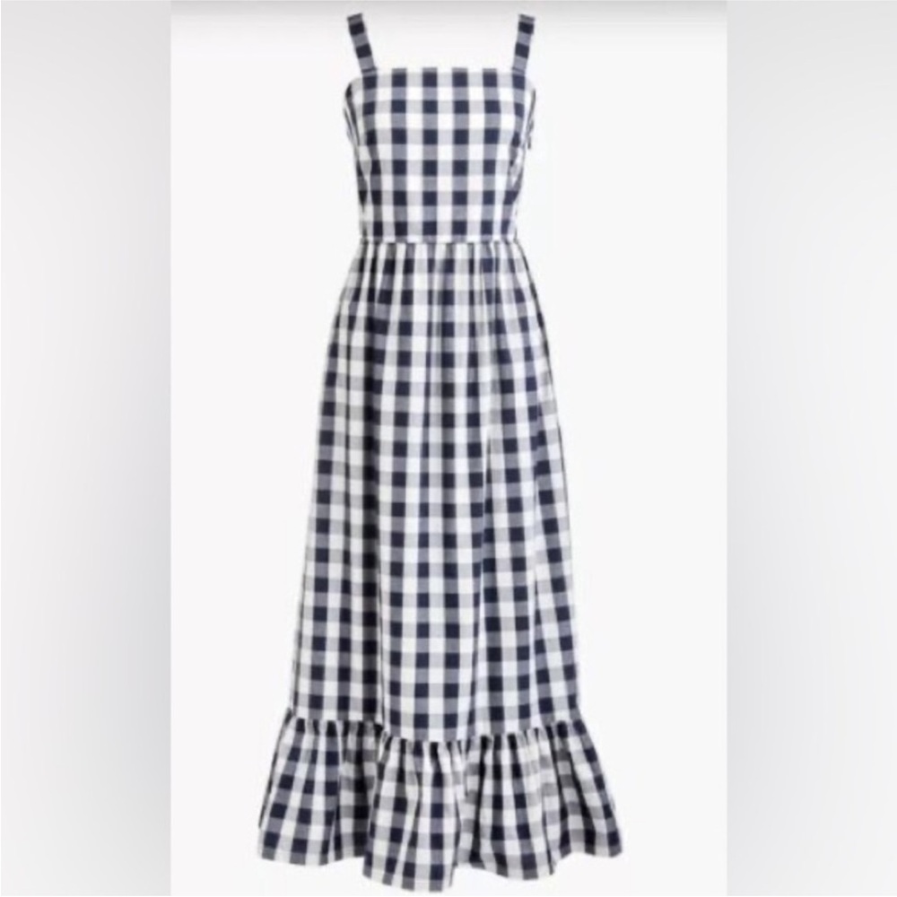 Navy and White Gingham Maxi Dress